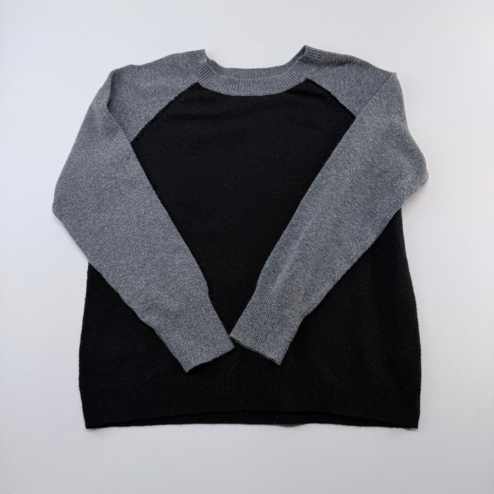 Sonoma Goods For Life Mens Large Black Gray Color Block Raglan Knit Sweater